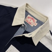 Brooks Brothers ブルックスブラザーズ 切替 ボーダー柄 長袖 ラガーシャツ サイズ S /ホワイト×ネイビー/メンズ