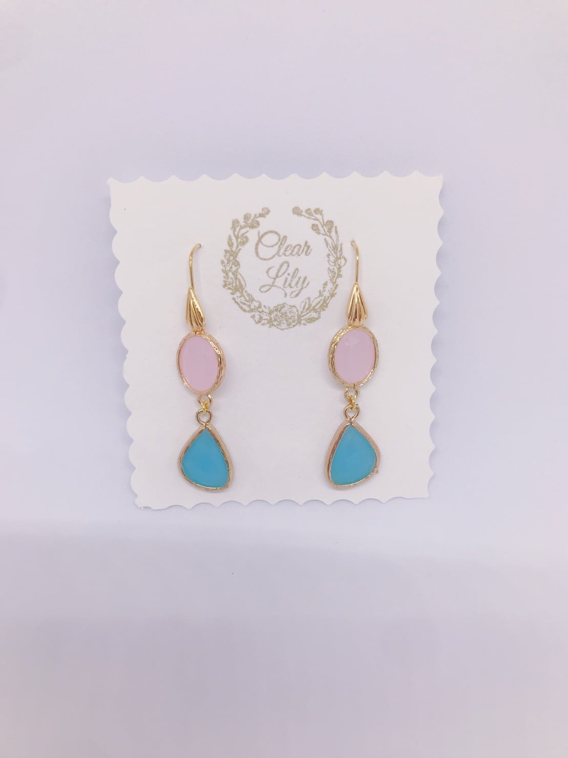 pink and blue pastelcolor pierced earrings♡ピンクとブルーの