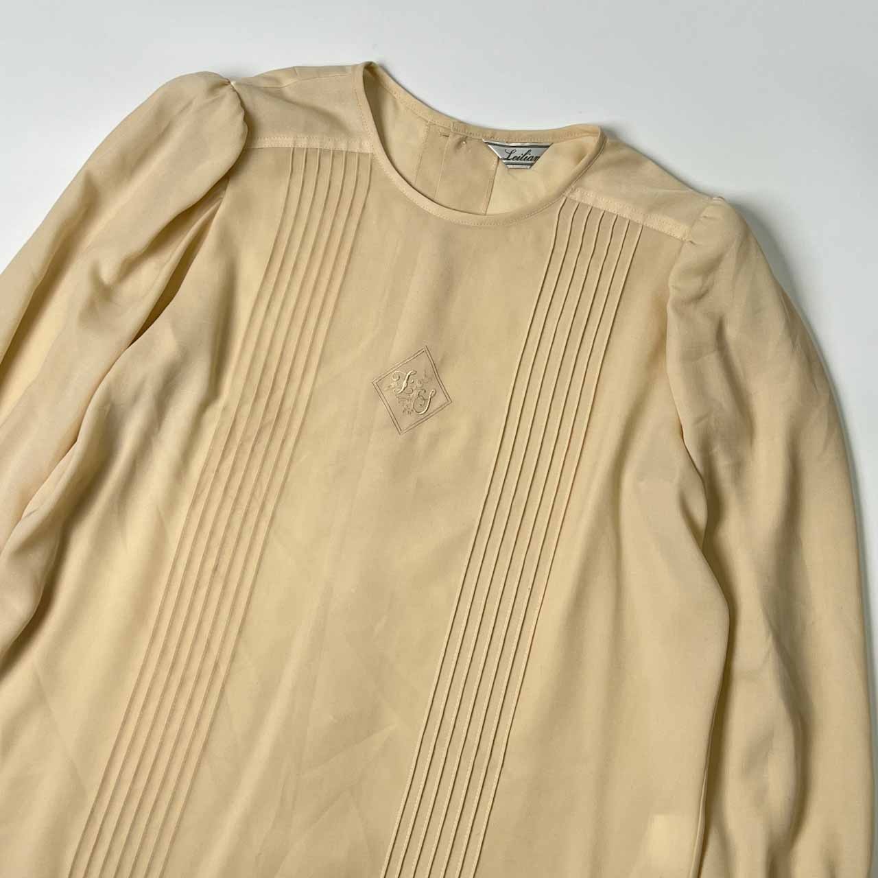 Leilian レリアン バックボタン 長袖シャツ ブラウス /クリーム系 レディース