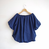 SINME リネンオフショルダーブラウス ブルー