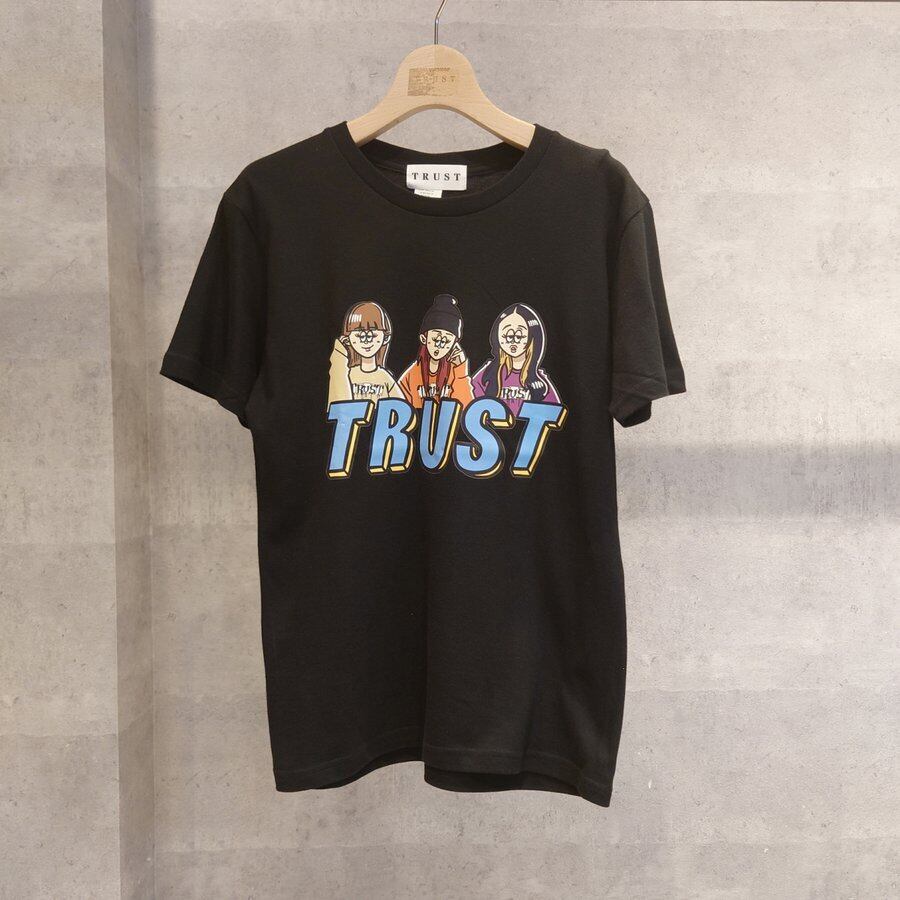 【ブラック】半袖 Tシャツ トップス カットソー プリント イラスト ユニセックス ロゴ ストリート original threegirl teegirl tee