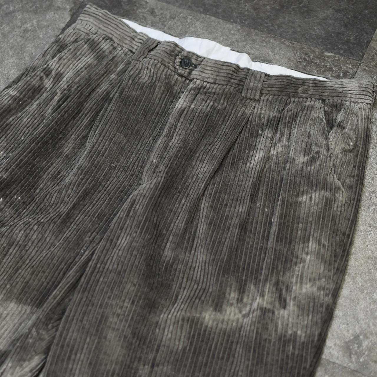 bleached wide corduroy pants gray