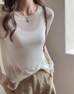 薄手長袖Tシャツ レディース シアートップス 透け感 ゆったり レイヤード カットソー 春夏秋 無地 体型カバー おしゃれ cw-a-6676