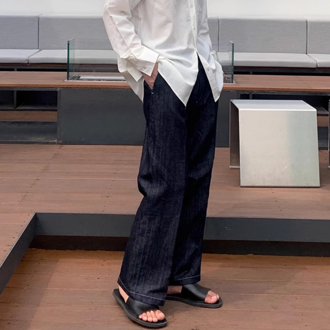 キレイめワイドレッグデニム　0657