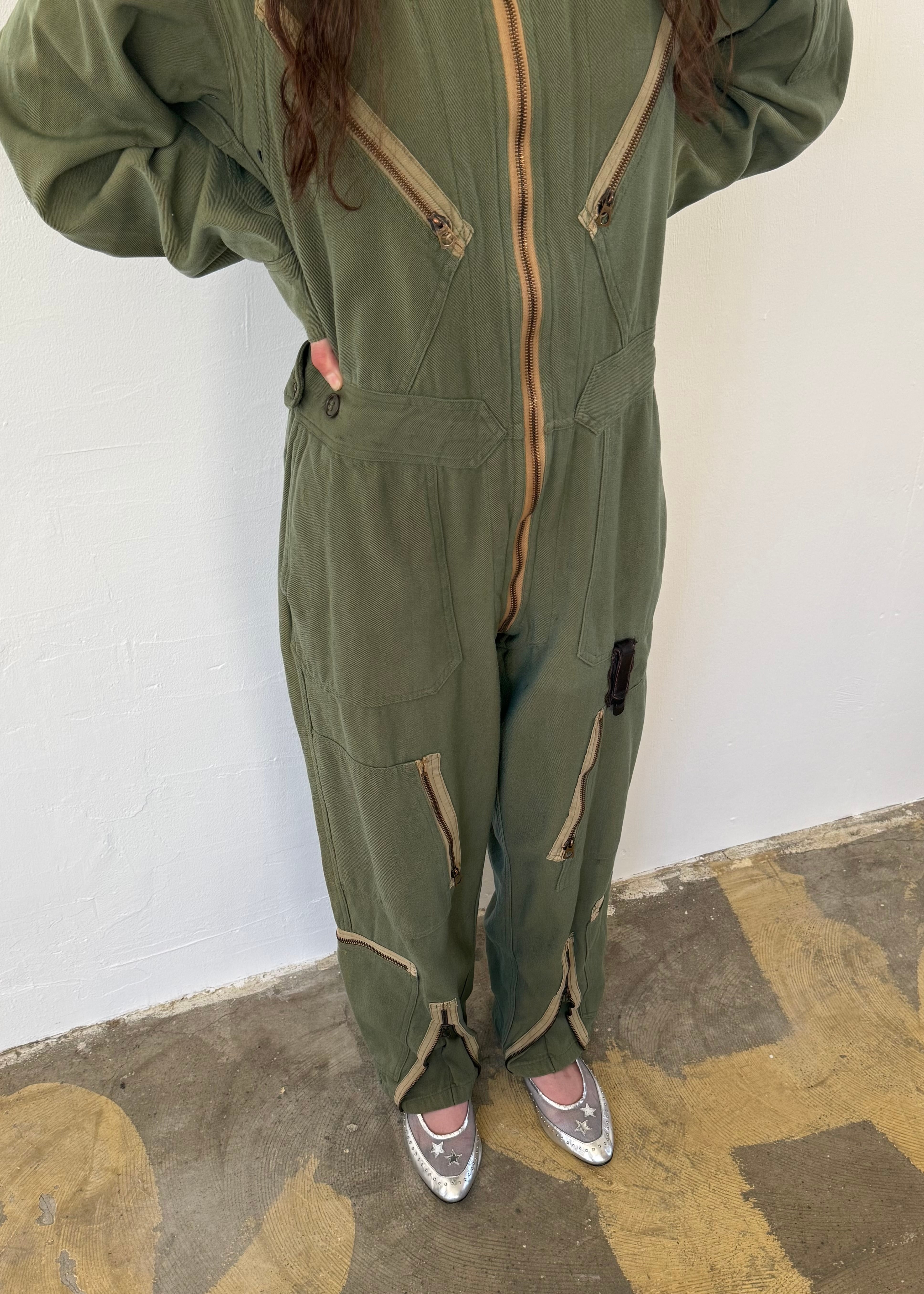 ✅40's U.S.陸軍航空隊 L-1 ギャバジン フライトスーツ サイズM-R 1940's USAAF Type L-1 Light Zone Fright Suit | EVERYTHING WAS