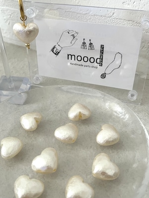 【10pcs】しわ加工アクリルハートパールビーズ/スペーサー/