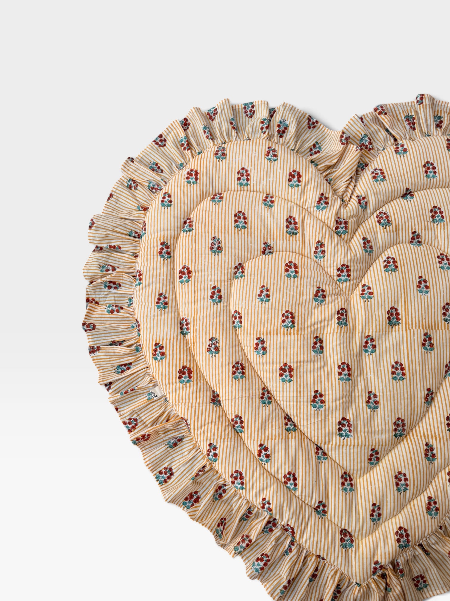 Baby Play Mat Heart Frill -Regular Size / Soft Autumn Colors-Orange Flower Stripe【saruche】