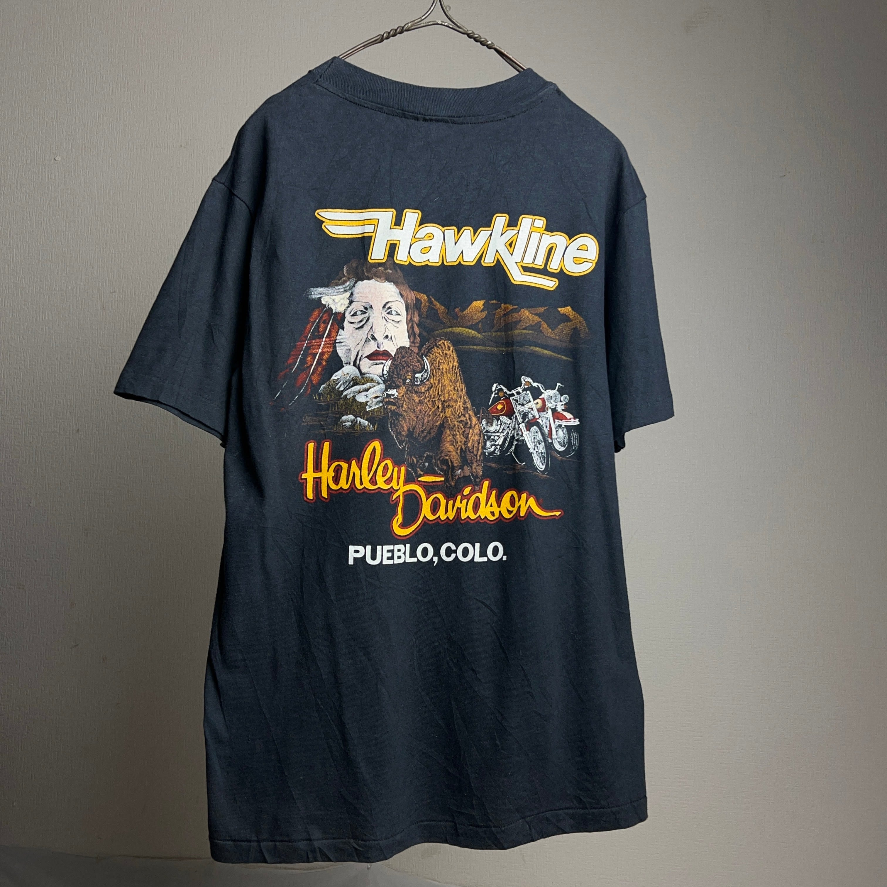 80's HARLEY-DAVIDSON T-shirt USA製 SIZE M 80年代 ハーレーダビッドソン バックプリント  Tシャツ【1000A1031】【送料無料】