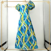 フラダンス 衣装 T&L MUUMUU FACTORY ムームーファクトリー ワンピース ドレス ブルー系 花柄 植物柄 ハワイアンプリント ハワイアン アロハ フラ ダンス レッスン 練習 ハワイアンダンス 青 水色 黄 緑 白 イエロー系 ホワイト系 グリーン系 華やか 鮮やか さわやか かわいい おしゃれ