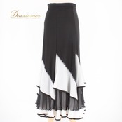 社交ダンス 衣装 ICHIOKU イチオク スカート レッスンウェア ブラック系 ホワイト系 黒 白 練習着 スパンコール フォーマル バイカラー ダンススカート ロングスカート フレアスカート ボリュームスカート 競技ダンス 衣装用 ステージ衣装 練習用 ダンスレッスン フリンジ風 ウエストゴム ベルト風装飾 ラインストーン風 フォーマルスカート 黒白 切替デザイン スリット風裾 きらきら 伸縮素材 パーティー コスチューム ブラックホワイト モノトーン レディーズ 女性用