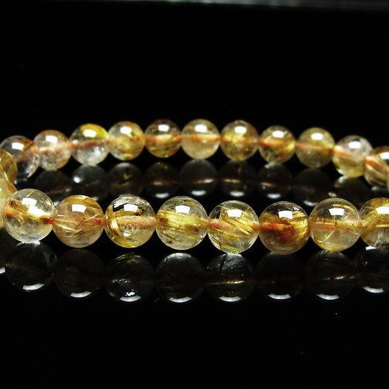 ルチルクォーツ ブレスレット 7mm タイチンルチルクォーツ タイチンルチル 一点物 メール便可 [M便 1/10] 111-49035