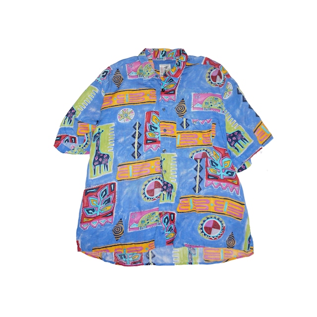 90s  benetti sportiva    african print  mens big shirt