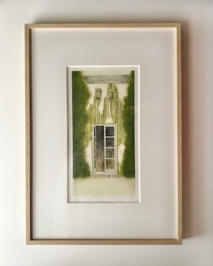 岩切裕子 IWAKIRI Yuko「green September」woodcut print, with frame
