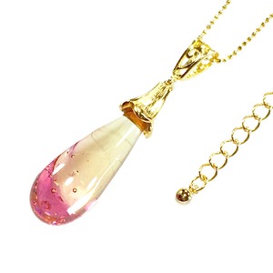 ティアガラス ネックレス  ガラスジュエリー  (イエロー＆ベビーピンク) / Maho de Maho