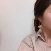 ローズクォーツ 大振り アシンメトリーピアス / イヤリング