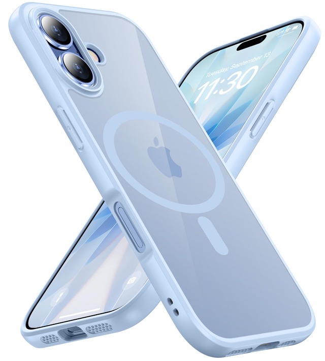 iPhone 17 用 ケース Magsafe対応 ブルー ガラスフィルム付き アイフォン17用 アイホン17カバー マグネット搭載 滑り止め