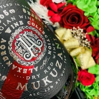 ギフト】辛口ジョージアワイン赤（Mukuzani)+プリザードフラワー