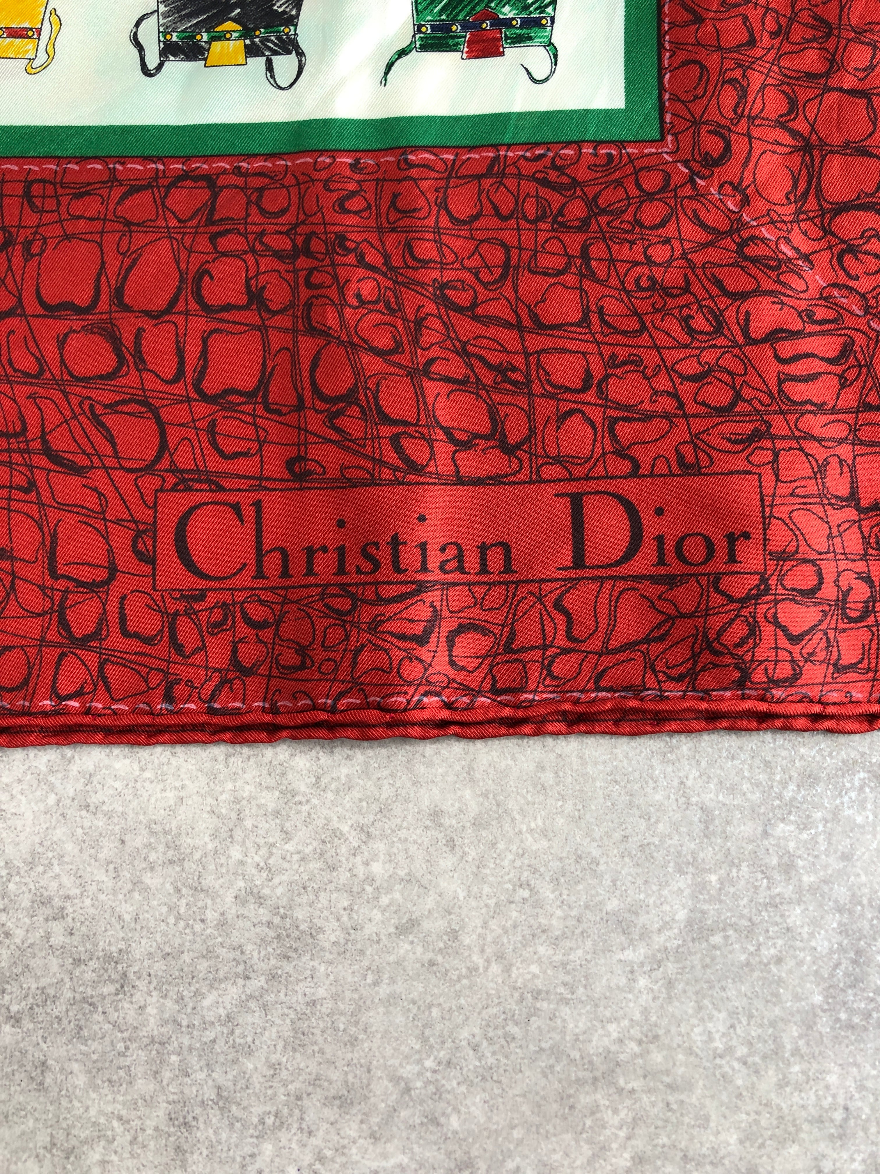 Christian Dior クリスチャン ディオール バッグ柄 スカーフ グリーン