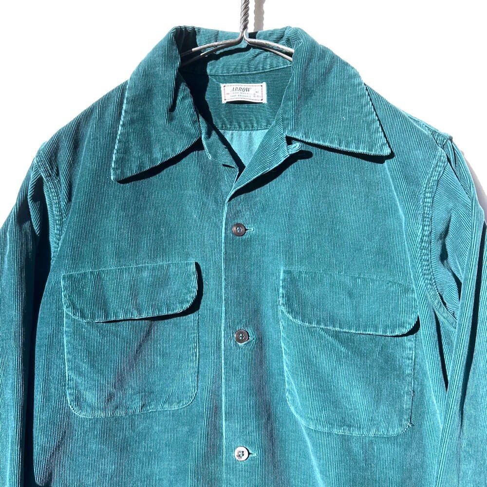 ARROW - Made In USA] Vintage Open Collar Corduroy Shirt [1940s