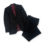 上下 TAKEO KIKUCHI タケオキクチ EVANDALE SILK&WOOL ストライプ テーラードジャケット パンツ セットアップ スーツ/ブラック メンズ