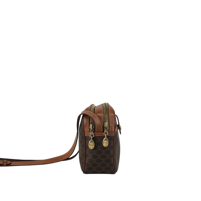 CELINE セリーヌ マカダム ショルダーバッグ ブラウン ブラゾン PVC レザー vintage ヴィンテージ オールド 26ppnb