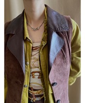 brown color tailored pigskin vest-3711-10