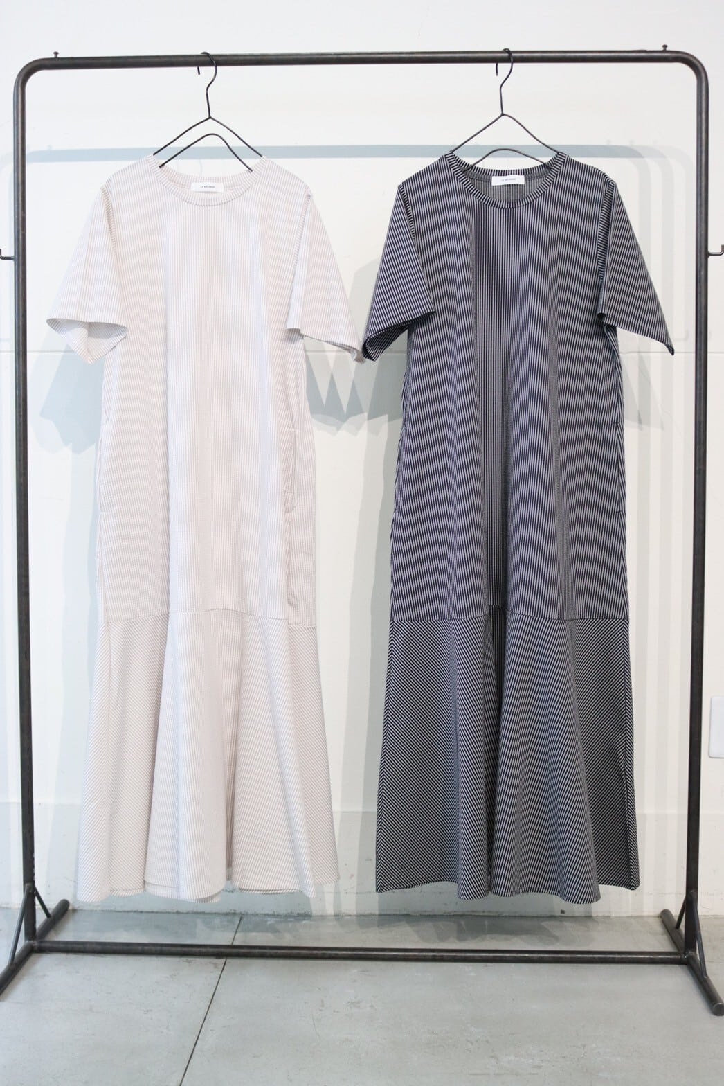 【LEMELANGE】サッカー素材半袖セミフレアーワンピース