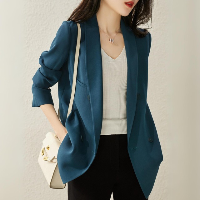 グリーンカラードレープスーツジャケット U0007