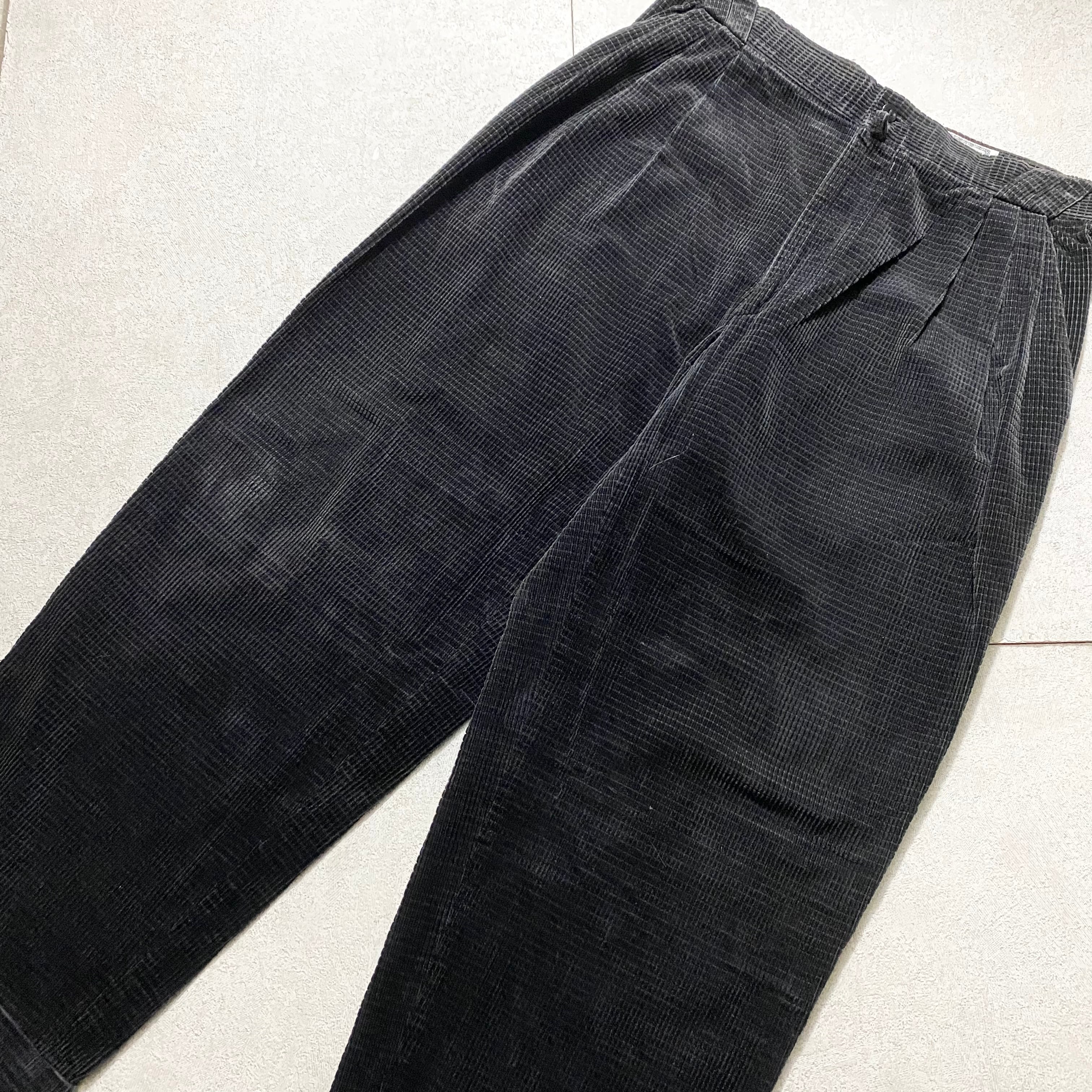 vintage GIANNI VERSACE plaid pattern black corduroy pants | NOIR 