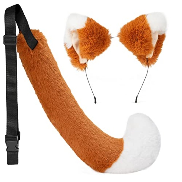 mefeny きつね耳 カチューシャ しっぽ きつね ダンス 耳 しっぽ 2点セット 狐耳 コスプレ ふわふわ きつね 仮装 コスチューム