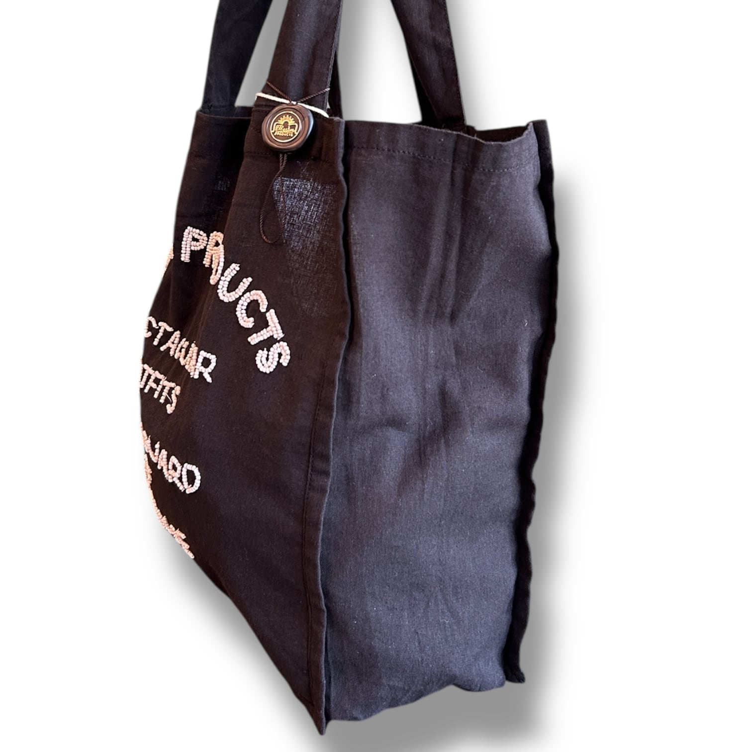 BEADS EMBROIDERY DRAWSTRING HAND BAG-L-Black〖THEATER PRODUCTS