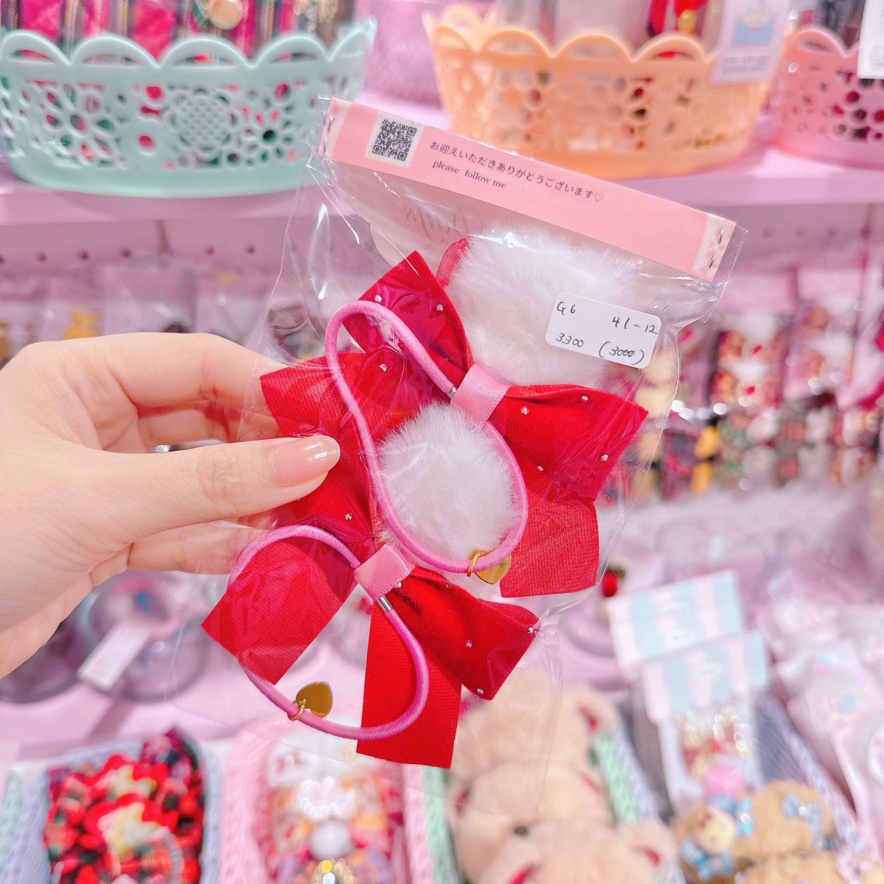 【G6】41-12モグモグちゃんベロアツインヘアクリップ