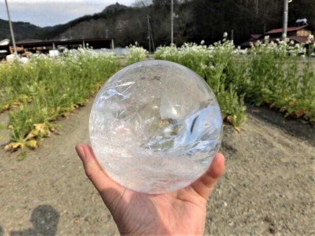 【送料無料】【高品質】約13cmブラジル産天然レインボー水晶玉