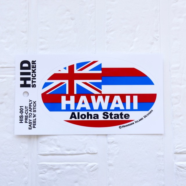 ★ハワイアン雑貨★HAWAII ステッカー／ハワイ州旗／Aloha State／ハワイ／シール／デカール＜HIS-001＞