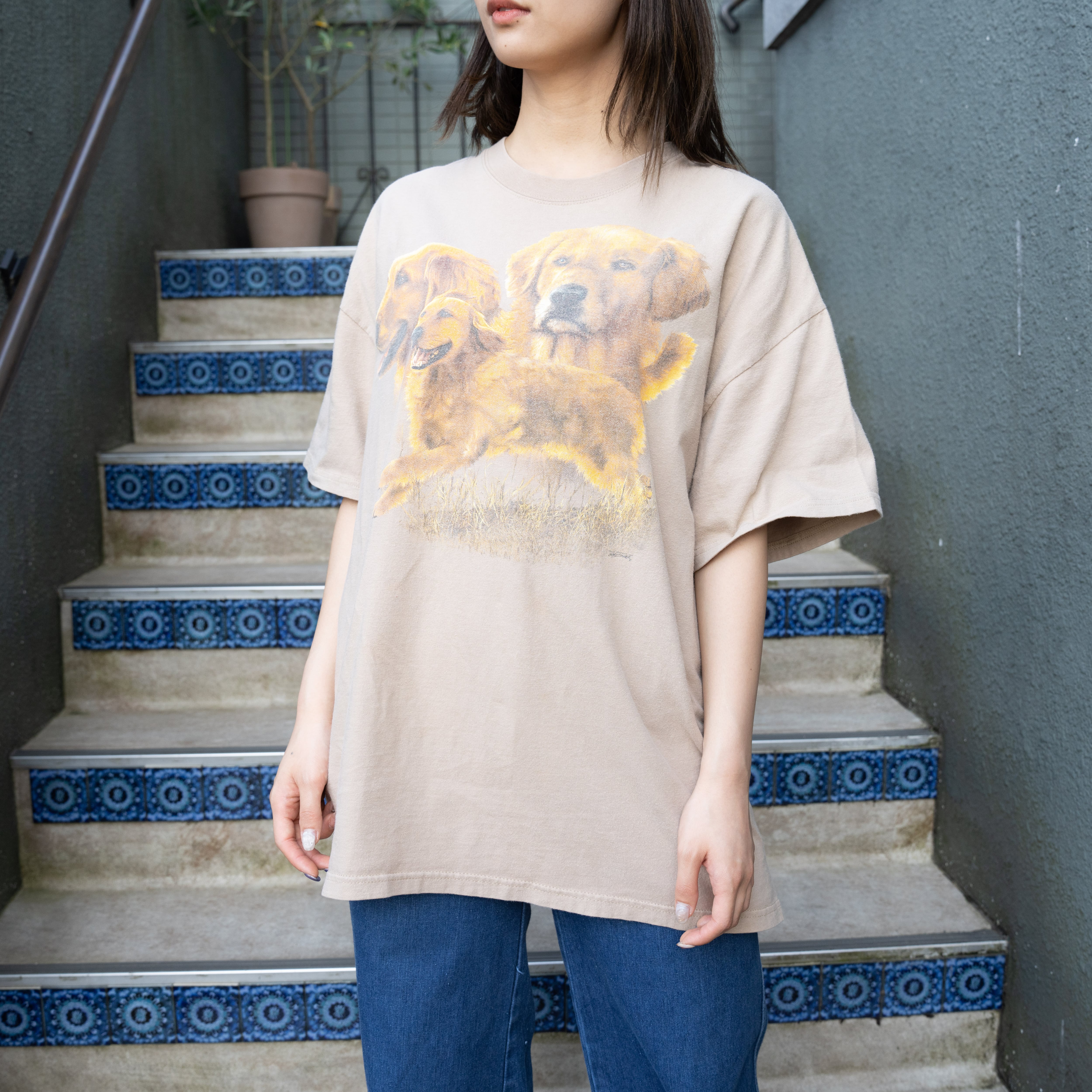 USA VINTAGE DOG PRINT DESIGN T SHIRT/アメリカ古着わんこプリント