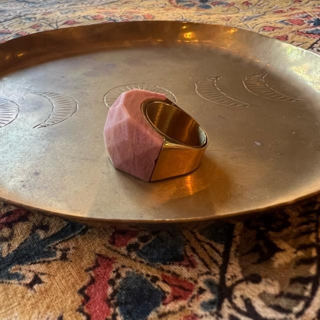 TOPANGA Jewelry 　Large Marble Pink Ring Size 11 14　Ring　Accessory　Present　Simple　Vintage　Antique