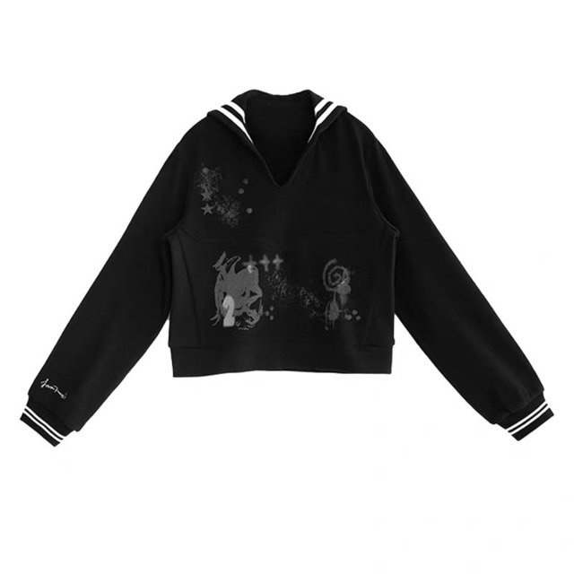 [Innomoood] fallen angel navy V-neck academy top