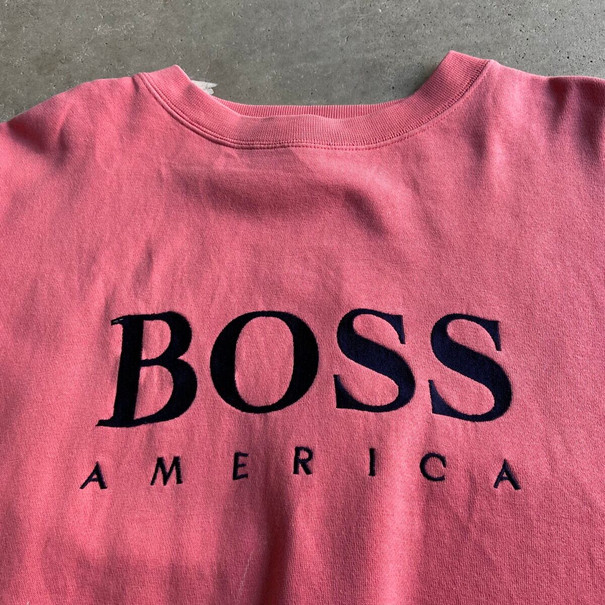 90年代 BOSS AMERICA ロゴ刺繍 スウェットシャツ トレーナー メンズL