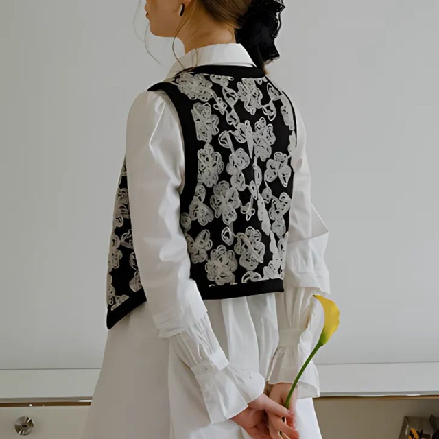 Flower Embroidery Vest F0276