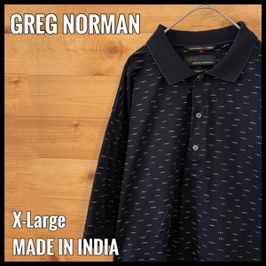 【GREG NORMAN】ビッグサイズ ポロシャツ XL 柄シャツ 総柄 刺繍ロゴ グレッグノーマン ゴルフ US古着 アメリカ古着