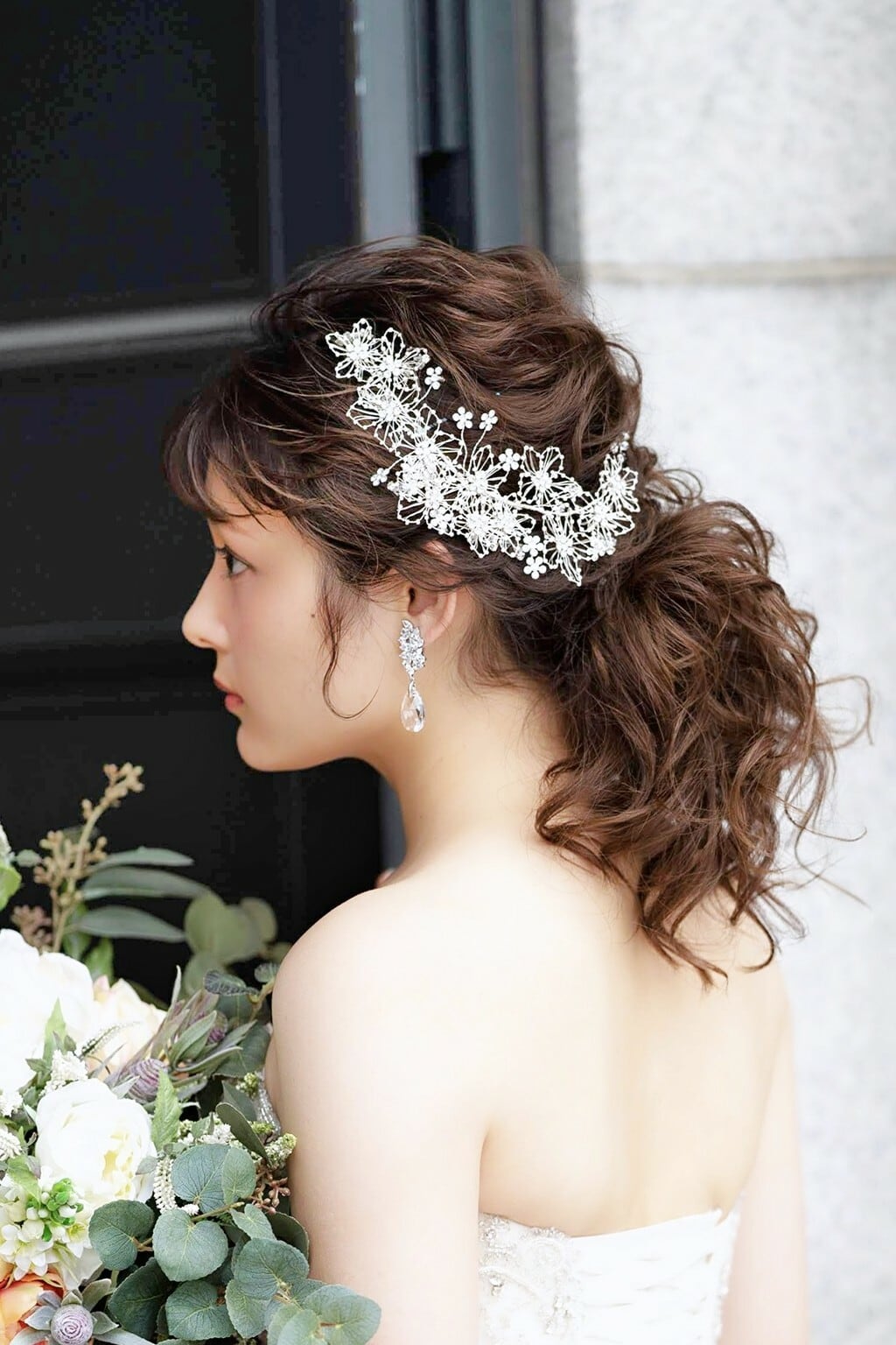 シルバーリーフヘッドドレス ブライダルヘアアクセサリー結婚式