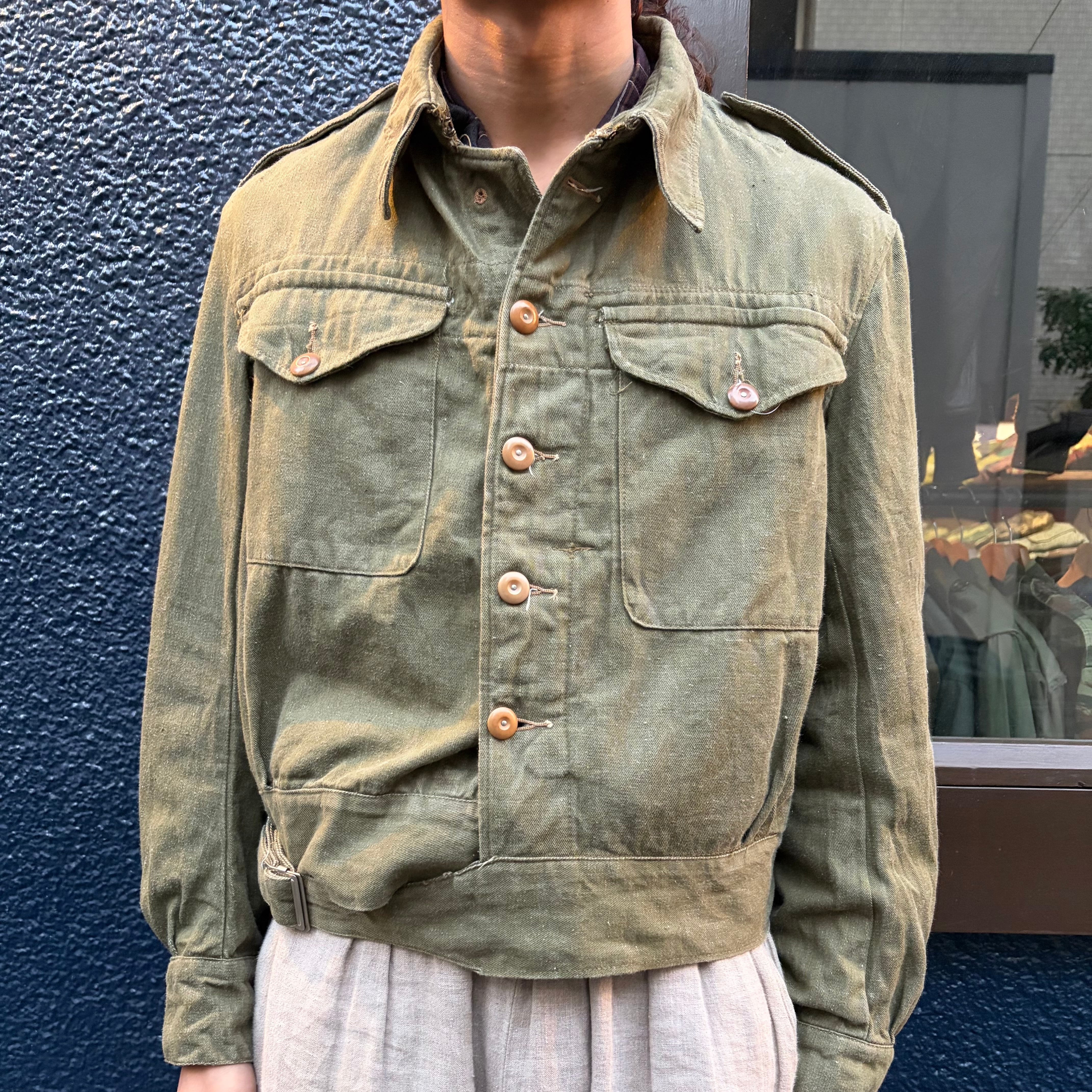 50s イギリス軍 実物 グリーンデニム デニムジャケット フィールド