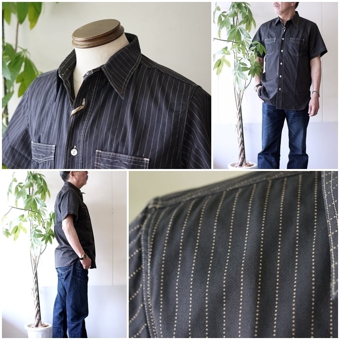 SUGARCANE シュガーケーン 半袖ブラックウォバッシュシャツ 東洋