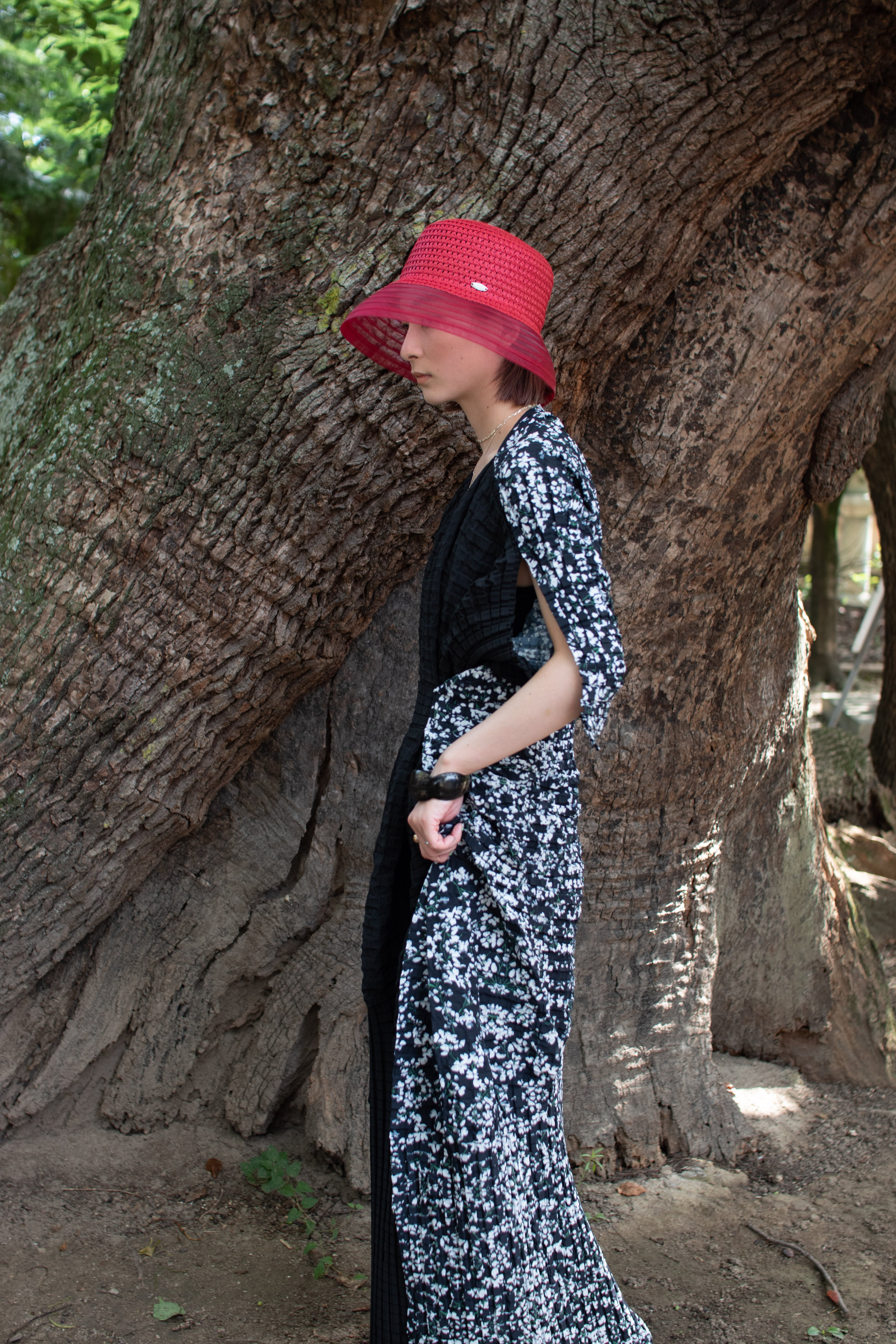 KISHIDAMIKI braid cloche hat red physis 人気! クロシェハット ペーパー素材 アジャスター付き 韓国