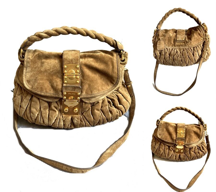 美品 名作 MIUMIU ミュウミュウ マテラッセ ロゴ 2way レザー