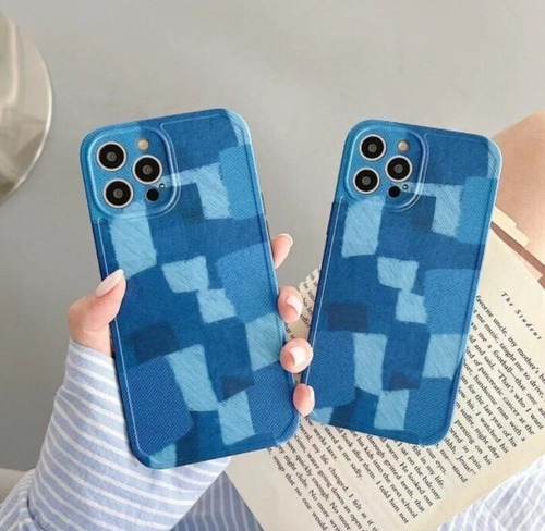 【予約商品】iPhoneケース "blue block plaid"