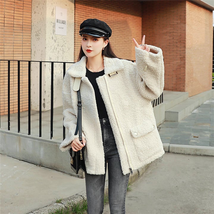 高レビュー多数 冬 新作 子羊の毛皮 ジャケット 学生 ゆったりする コート 女性