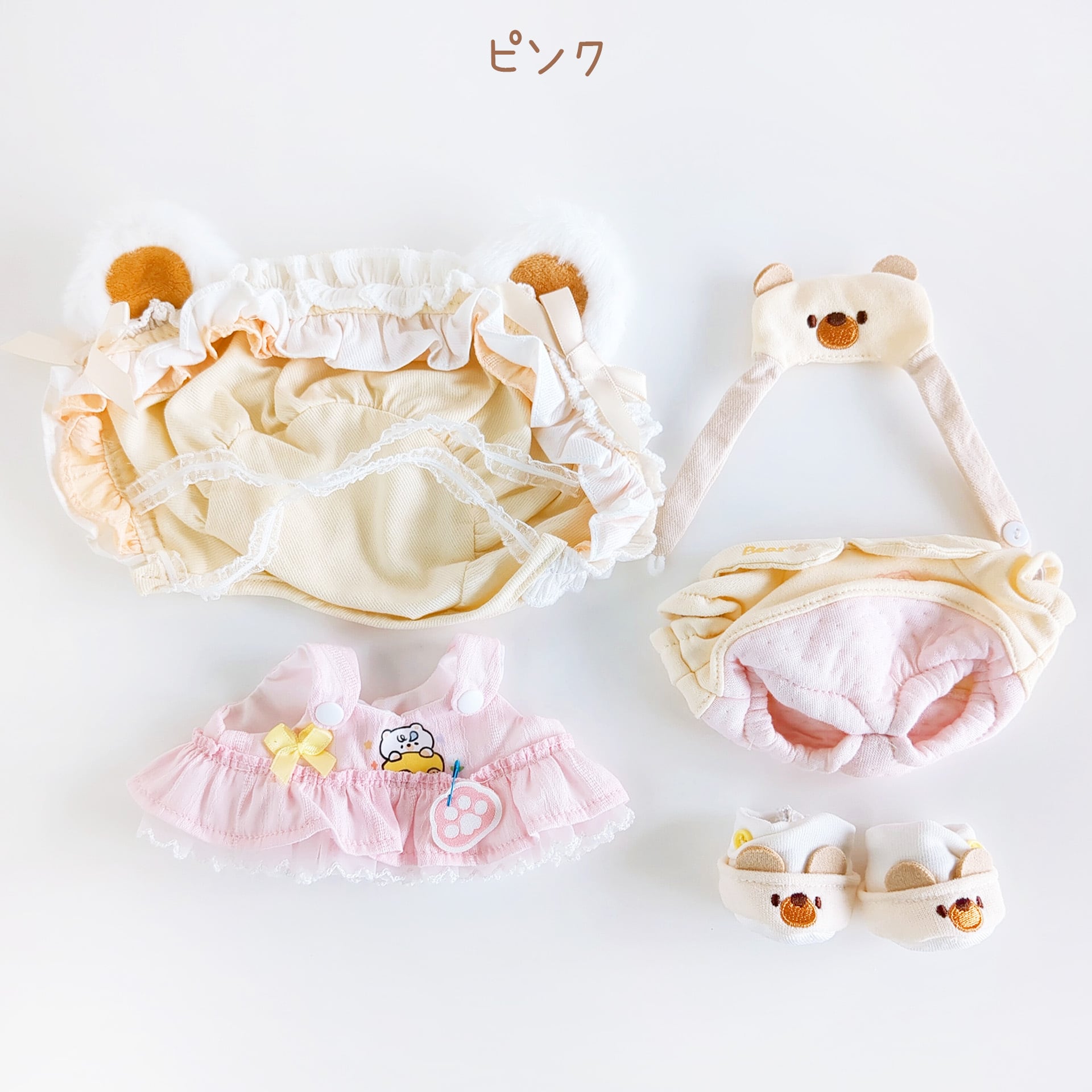 7Q-1353【20cm】どうぶつボンネットセット | Little Closet │ ぬい服