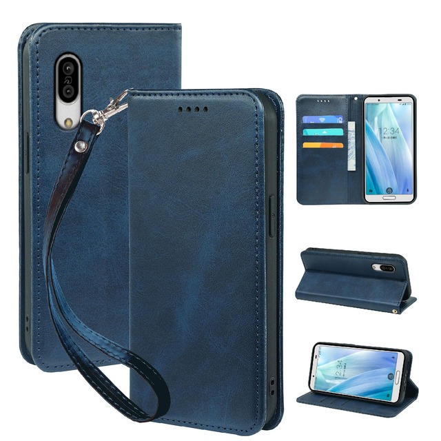 対応 AQUOS sense 3 / sense3lite/sense3 basic 用の ケース 手帳型 耐衝撃 ブルー XNWSEN3PG