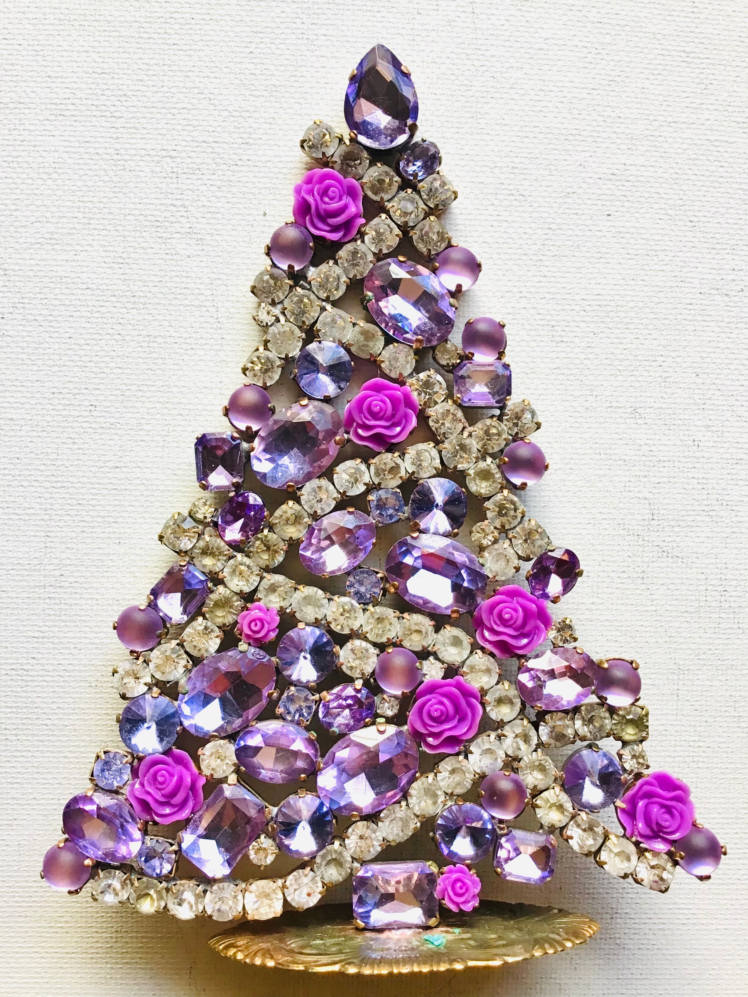 クリスマスツリー チェコガラス 薄紫 チェコガラス クリスマス